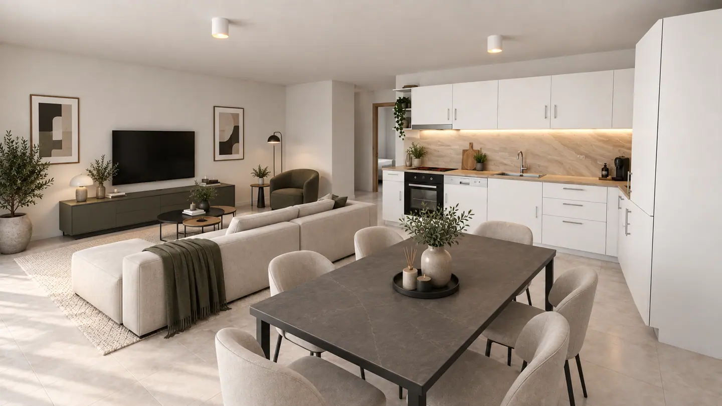 Intérieur d’un appartement de 3.5 pièces — visualisation 3D