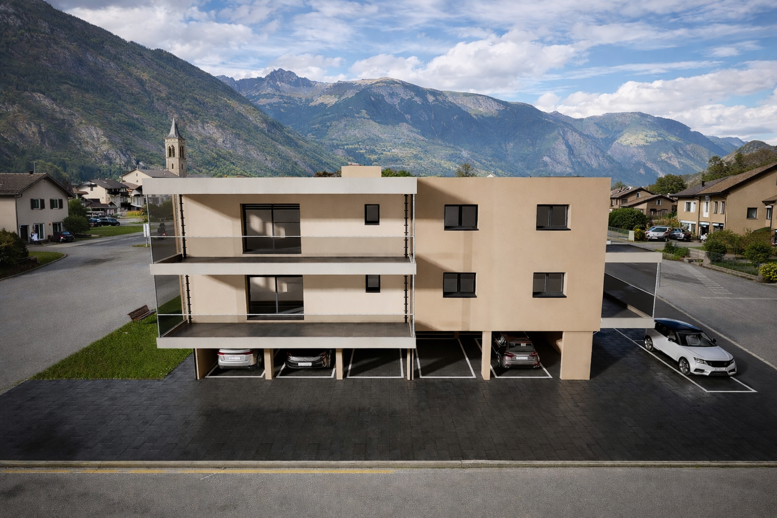 Vue de façade du Planneur à Saxon — visualisation 3D indicative
